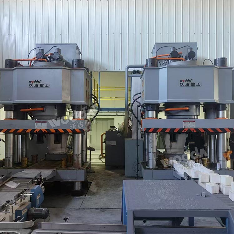 兩臺牛羊舔磚液壓機加工鹽磚